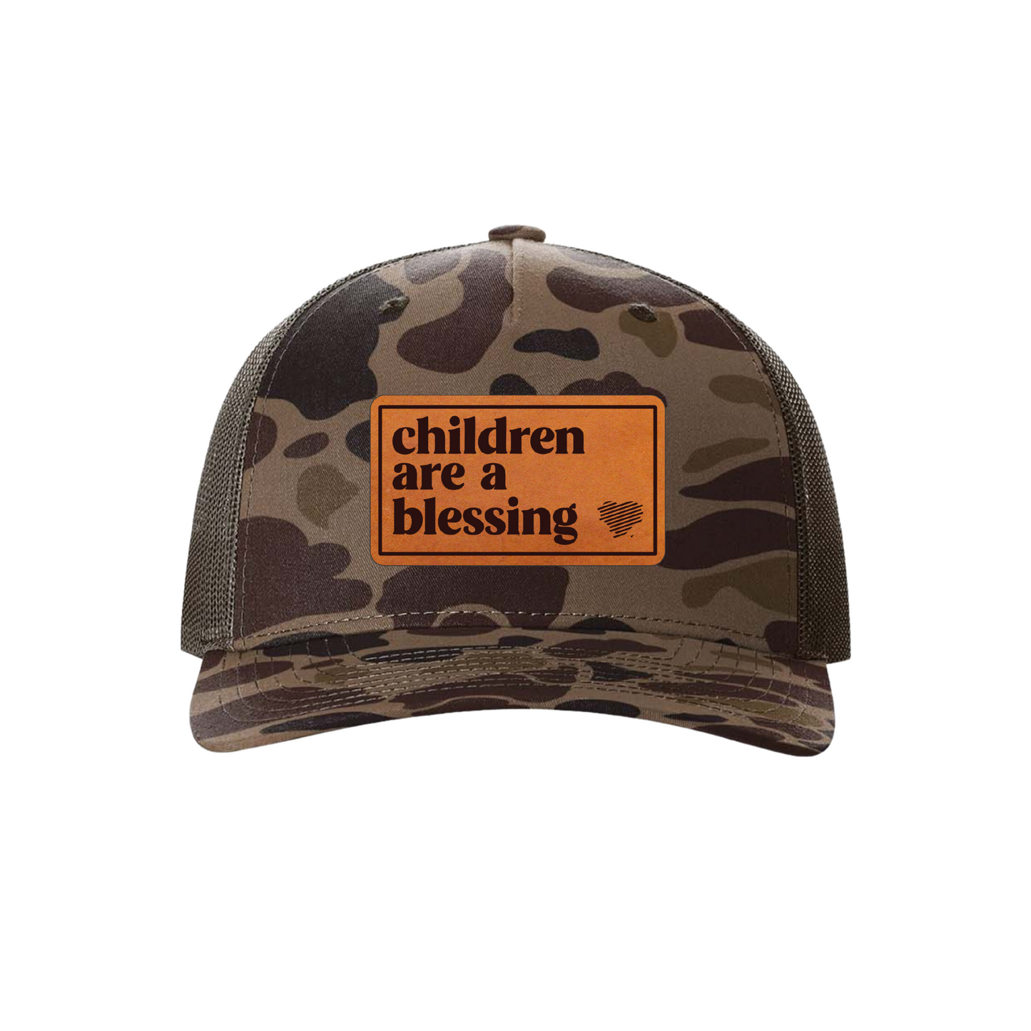 Children Are A Blessing Adjustable Trucker Hat (Camo)